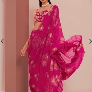 Elegant Pink Floral Saree